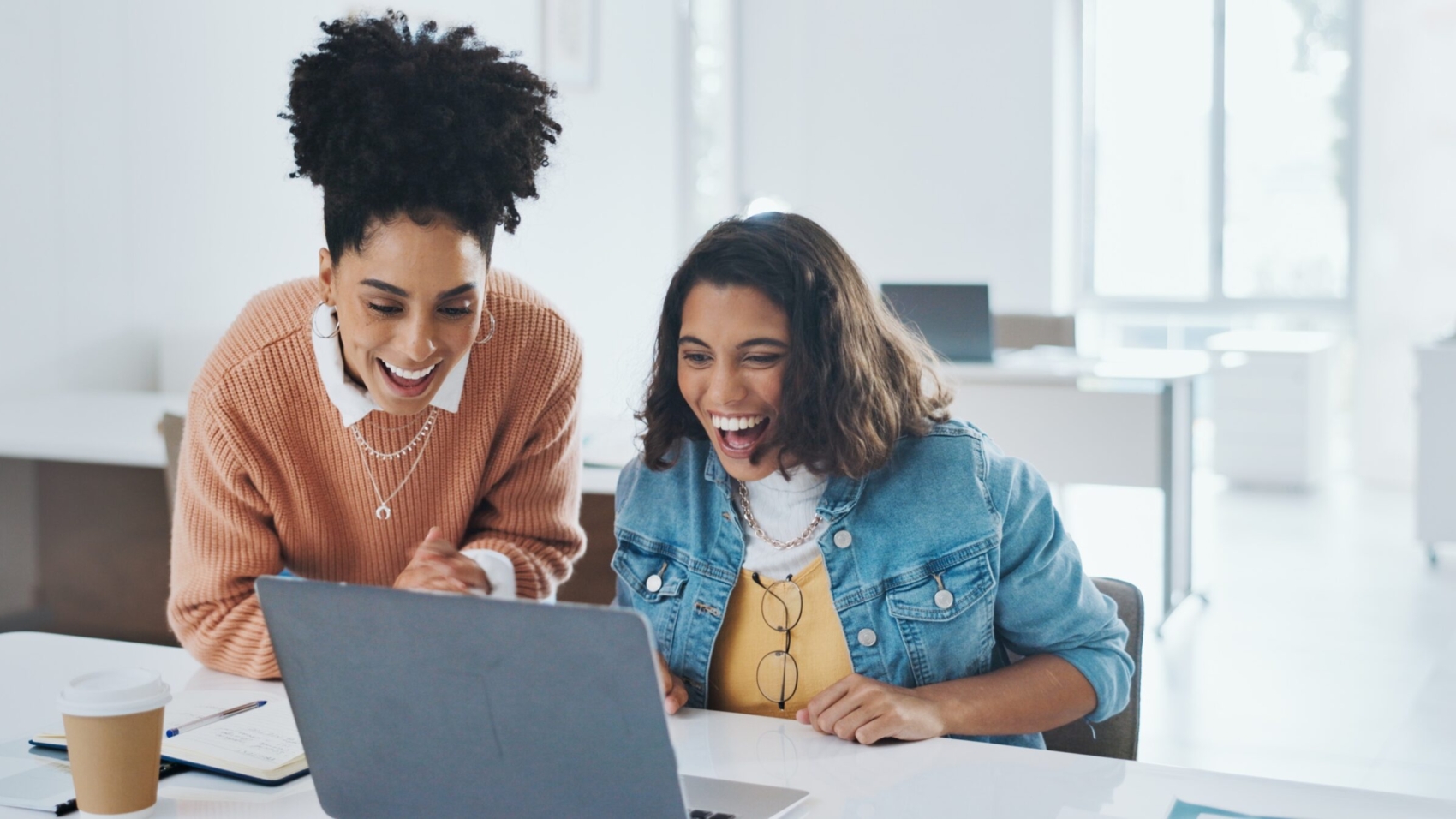 High,Five,,Laptop,Or,Happy,Employees,With,Success,In,Celebration